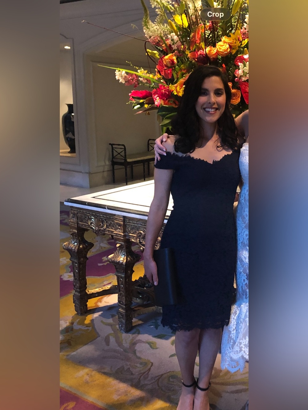 Bardot Navy Floral Lace Midi Sheath Dress